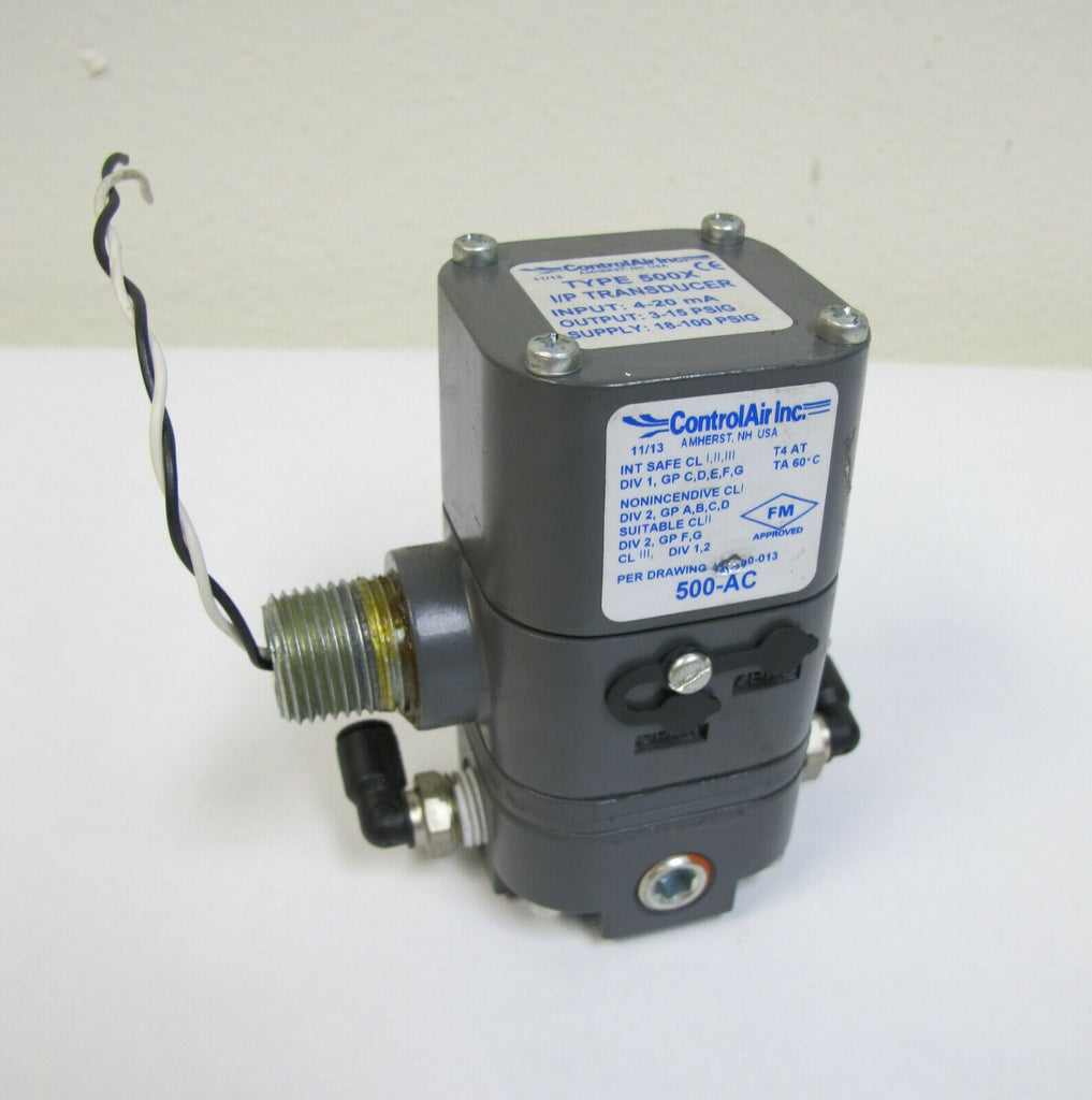 Controlair Type 500X 500-AC 4-20 mA 3-15 PSIG 18-100 PSIG Pneumatic Transducer
