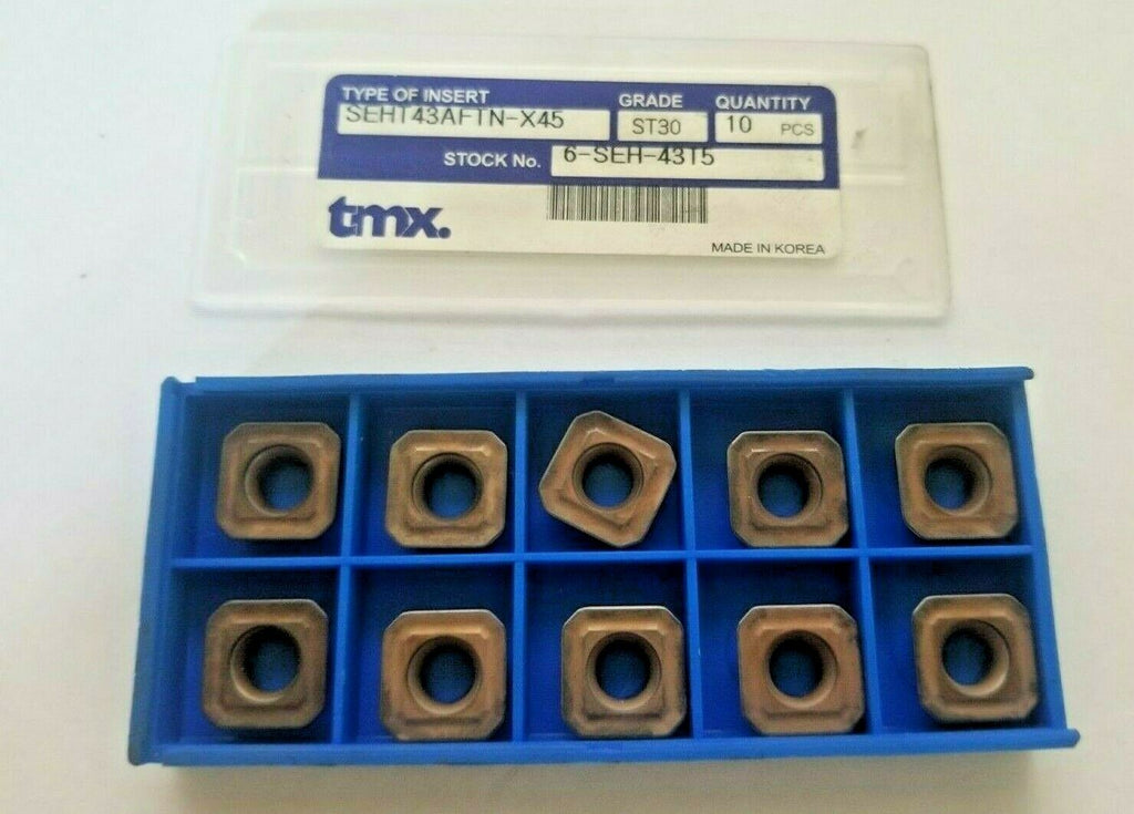 TMX SEHT 43AFTN X45 ST30 Carbide Inserts 10 Pcs New Lathe Mill Tools