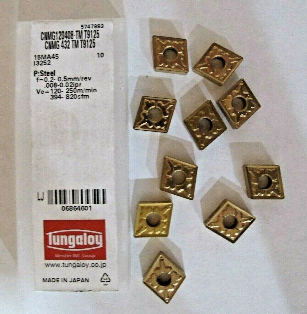 10 Pcs Tungaloy CNMG 432 120408 TM T9125 15MA45 Lathe Carbide Inserts Gold New