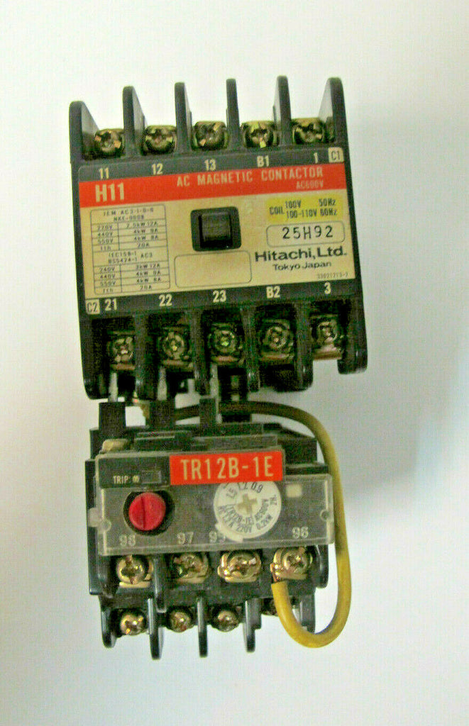 HITACHI H11 25H92 AC Magnetic Contactor AC600V W/Thermal Overload Relay TR12B-1E
