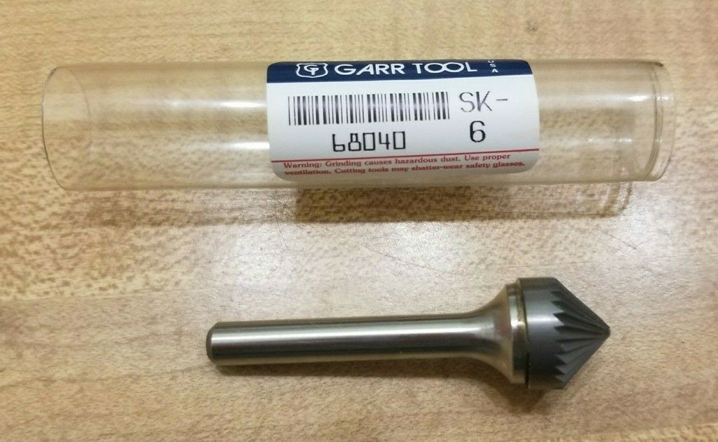 Carbide GARR Tool SK-6 68040 Standard Rotary File Cone -90 deg 5/8 in Dia