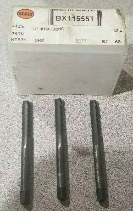Lot of 3 Besly Tap 10-32 NC 4125 GH3 2 FL BOTT W7806 HS Made in USA