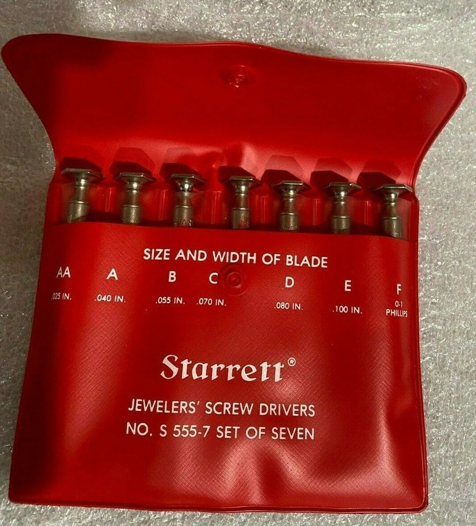 Set of 7 STARRETT No.S 555 - 7 Jewelers' Precision Screwdrivers Made in USA