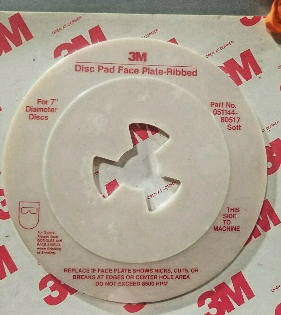 3M DISC PAD FACE PLATE-RIBBED 051144-80517, SOFT For 7"" DIAMETER Discs New