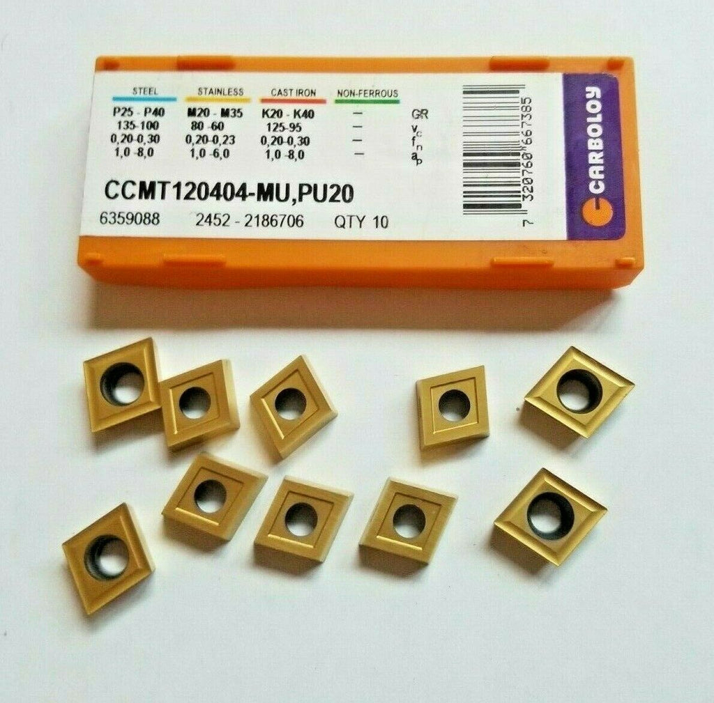 10 Pcs CARBOLOY CCMT 120404-MU PU20 Carbide Inserts Lathe Tools New Gold