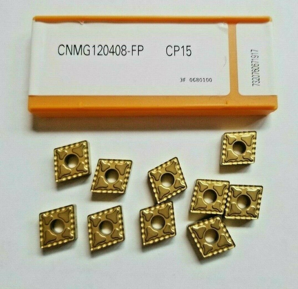 10 Pcs CARBOLOY CNMG 120408-FP CP15 Carbide Inserts Lathe Tools New Gold