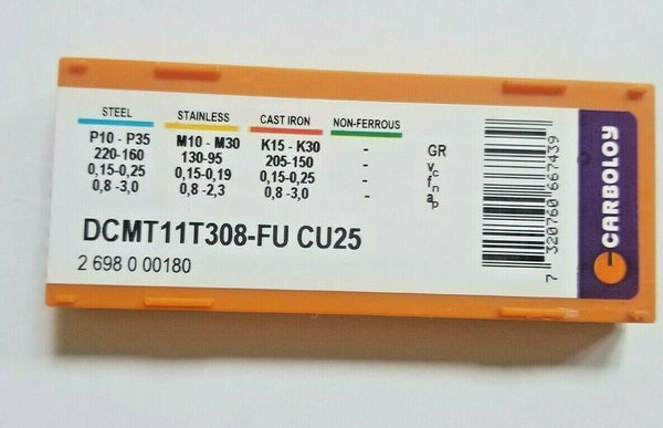 10 Pcs CARBOLOY DCMT 11T308-FU CU25 Carbide Inserts Lathe Tools New