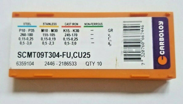 10 Pcs CARBOLOY SCMT 09T304-FU CU25 Carbide Inserts Lathe Tools New