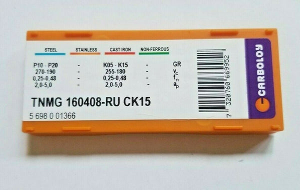 10 Pcs CARBOLOY TNMG 160408-RU CK15 Carbide Inserts Lathe Tools New