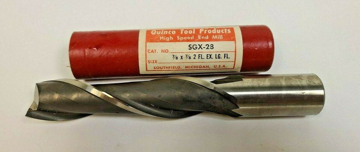 QUINCO TOOL PRODUCTS HSS End Mill 7/8 SGX28 2 Flutes Brand New USA EX