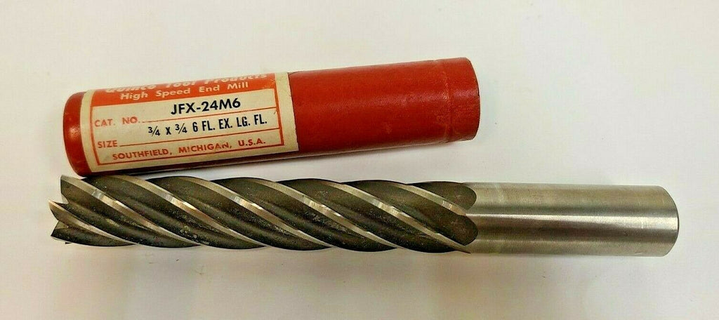 QUINCO TOOL PRODUCTS HSS End Mill 3/4 JFX-24M6 6 Flutes Brand New USA EX LG FL