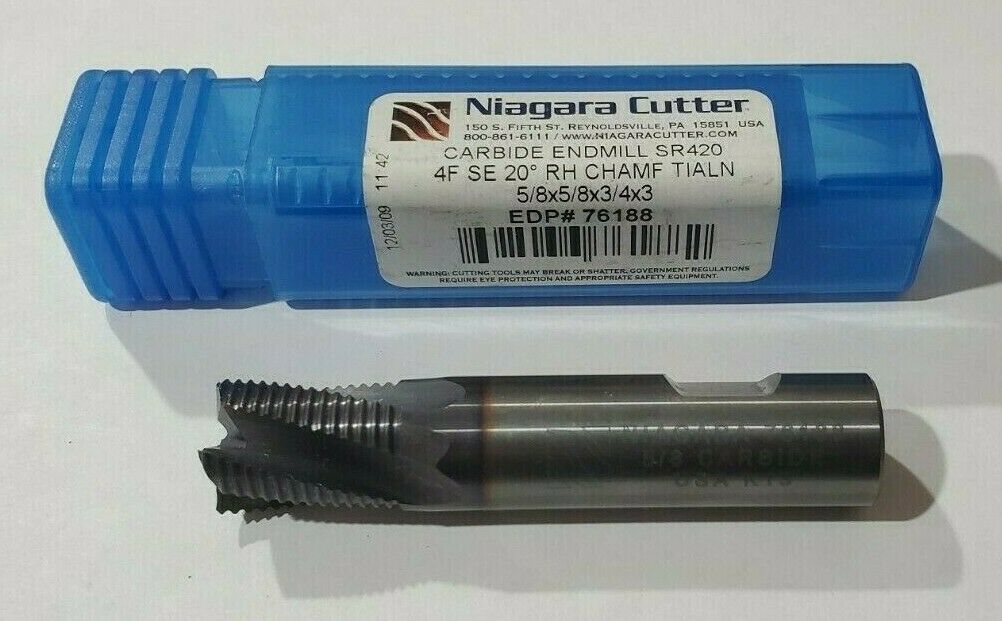 Niagara Cutter 5/8 x 5/8 x 3/4 x 3 End Mill 4F SE 20 RH Carbide SR420 76188