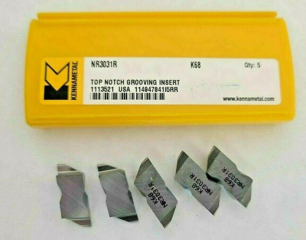 Kennametal 5 Pcs Carbide Top Notch Grooving Inserts NR 3031R K68 USA New