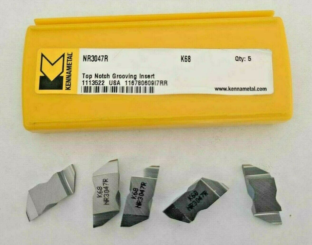 Kennametal 5 Pcs Carbide Top Notch Grooving Inserts NR 3047R K68 USA New