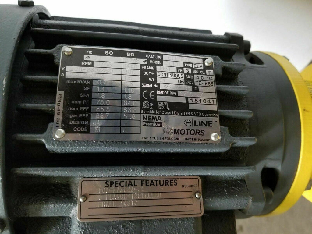 Milton Roy Metering Pump RS11124XSESELNN w/Eline EL101 Three Phase Motor