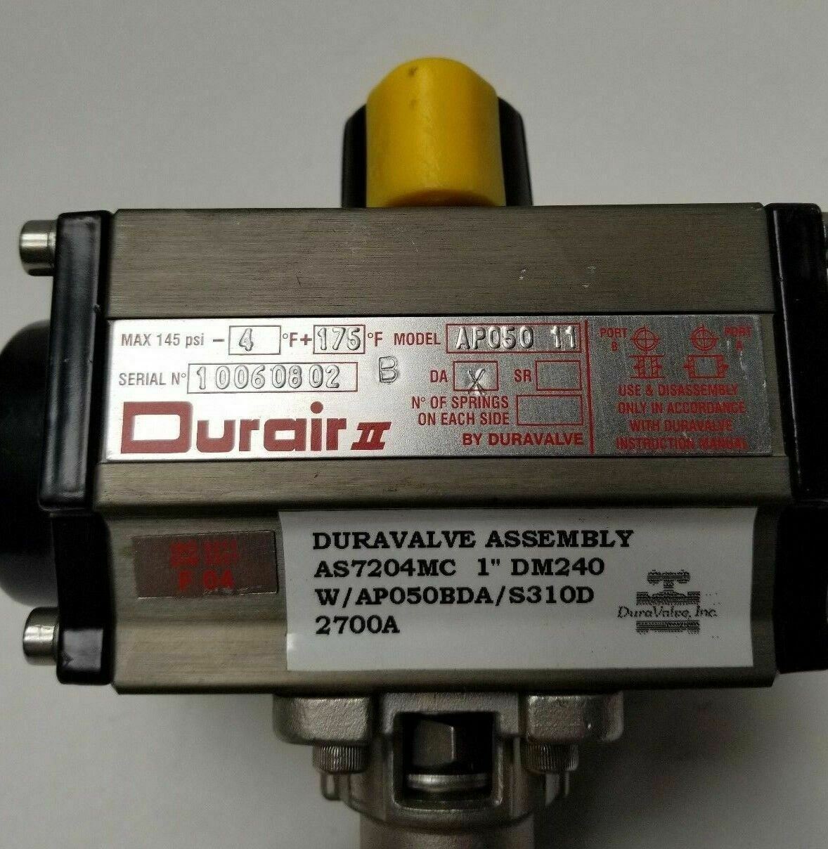 Valve D'actionneur Pneumatique Durair II Duravalve 050 F04 Q11 - Neuf Dans Sa Boîte D'origine