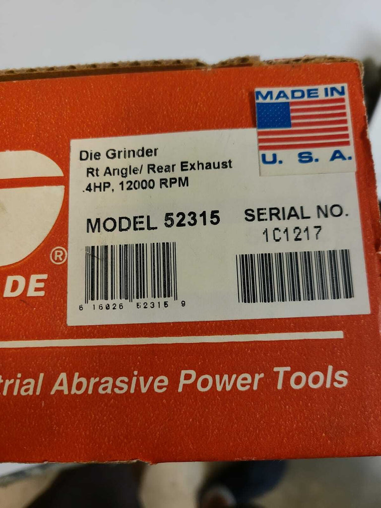 Dynabrade 52315 .4 HP Right Angle Die Grinder 12,000 RPM Geared Exhaust New