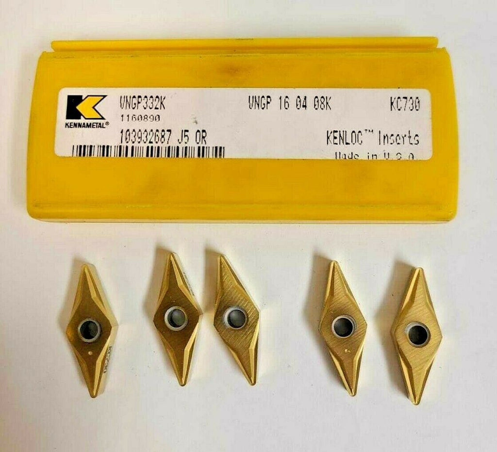 KENNAMETAL 5 Pcs VNGP 332K KC730 Carbide Inserts Gold Turning Lathe 16 04 08 New