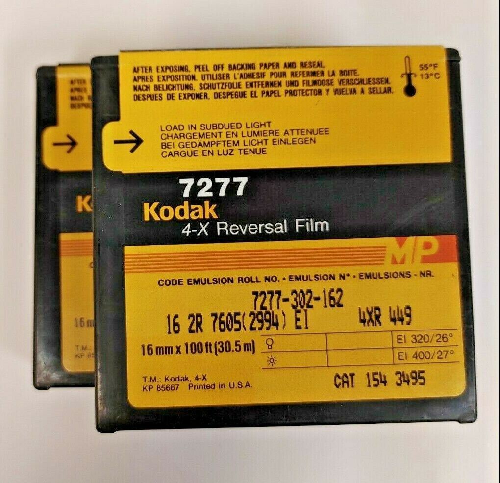 Lot of 2 Rolls Kodak Reversal Film 7277 16mm x 100 ft. New Discontinued Film