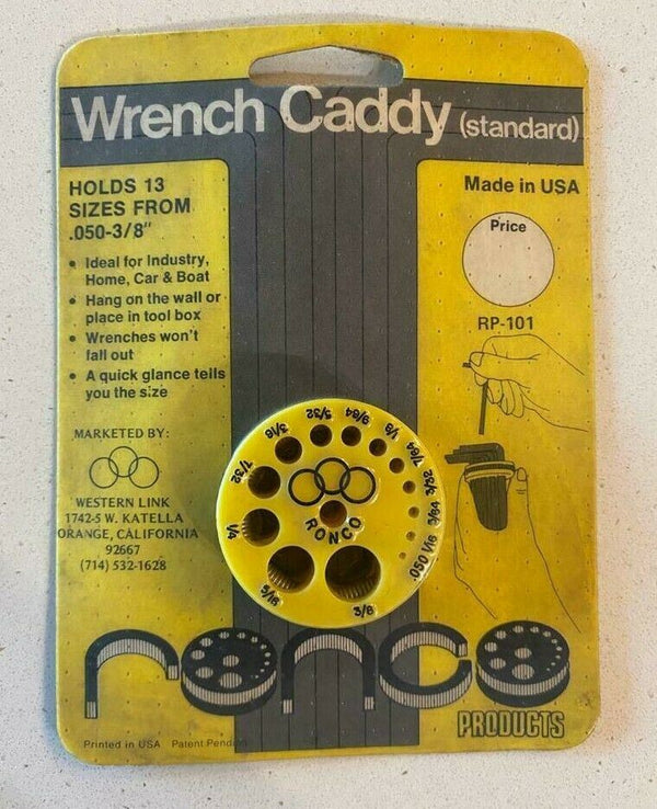 RONCO Hex Allen Wrench Caddy Holds 13 wrenches (.050 to 3/8") RP-101 USA Made