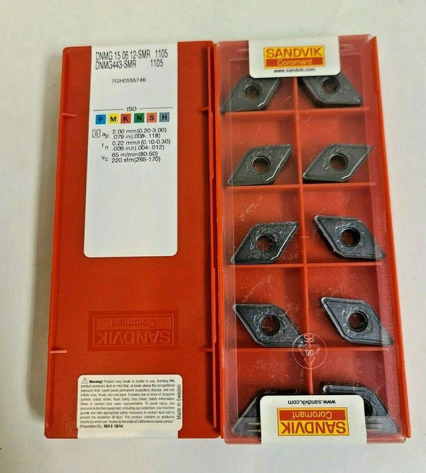 10 SANDVIK Coromant DNMG 443-SMR Lathe Mill Carbide Inserts 1105 15 06 12-SMR