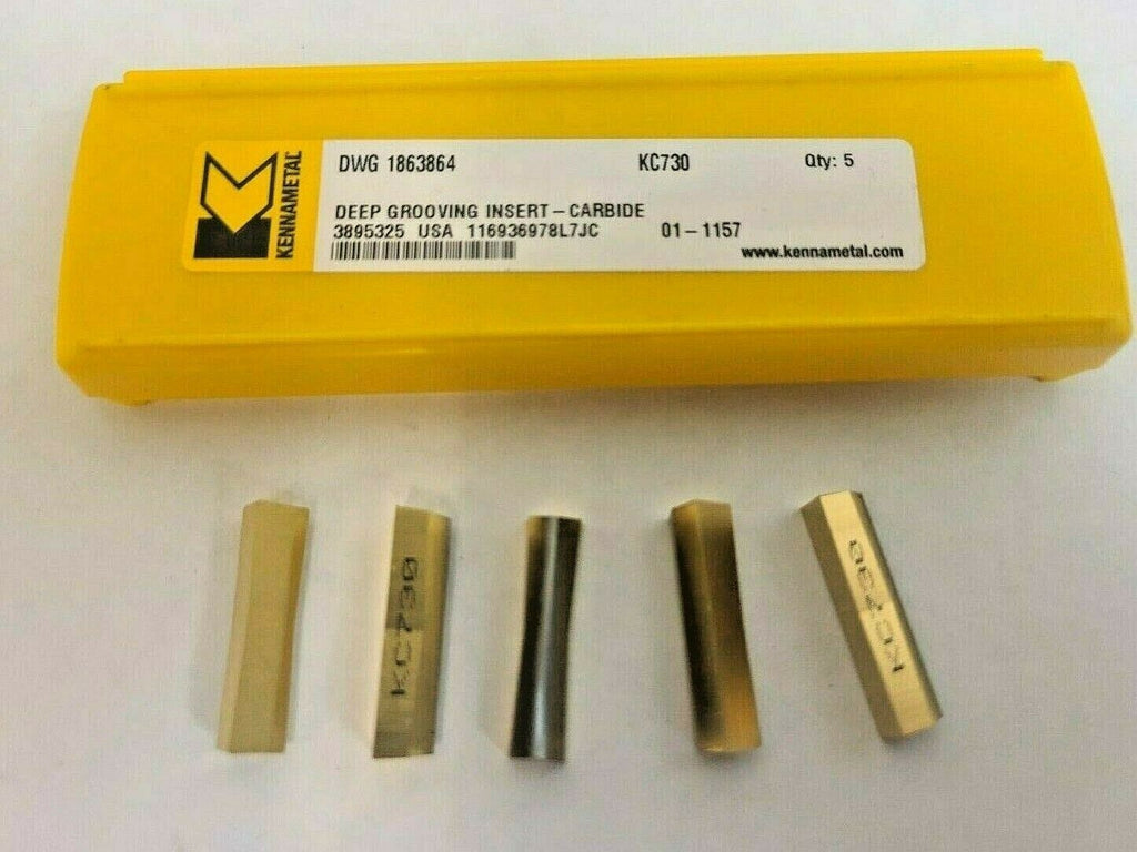 Kennametal 5 Pcs Carbide Deep Grooving Inserts DWG KC 730 1863864 3895325 USA