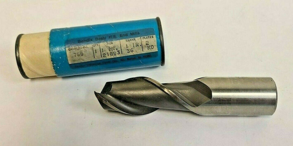 Besly Bendix HSS End Mill 2 Flutes 1" Diameter Shank NEW