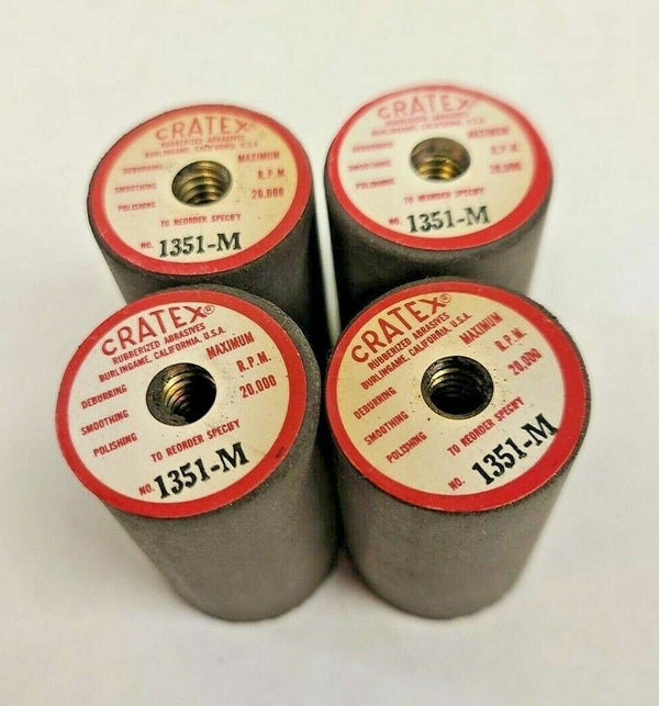 4 Cratex 7/8 x 1-1/2 1351-M Grinding Wheel Rubberized Abrasive Cylinders 20,000