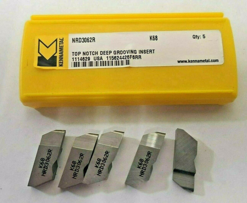 Kennametal 5 Pcs Carbide Top Notch Deep Grooving Inserts NRD 3062R K68 New USA