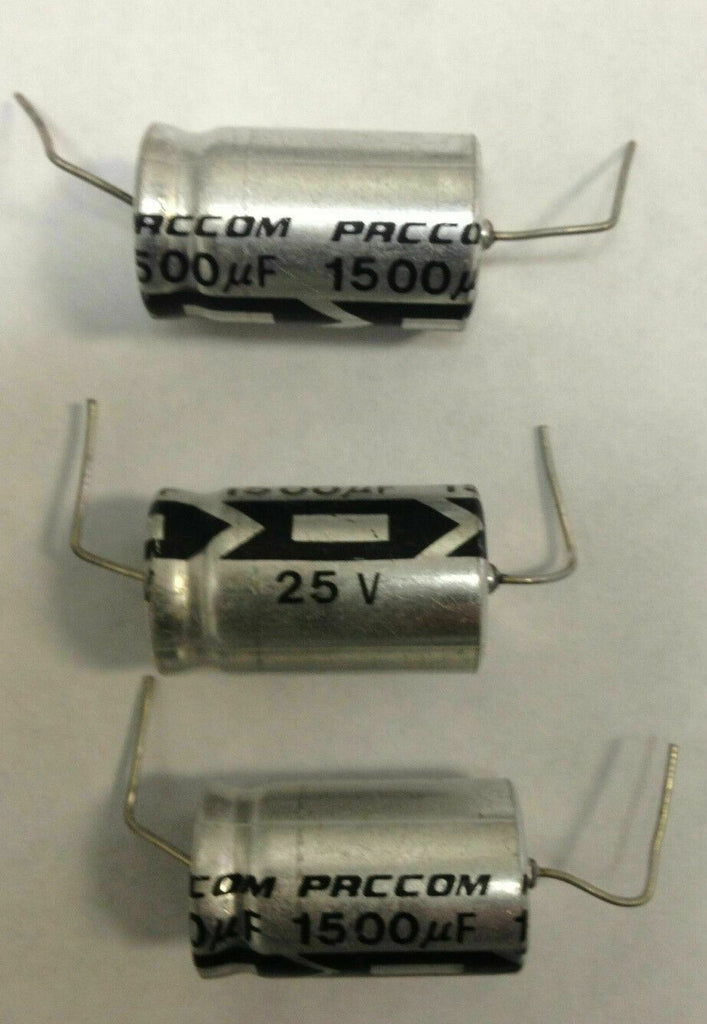 New Lot of 10 Pcs Axial Electrolytic Capacitors 1500UF 25V Made by PACCOM