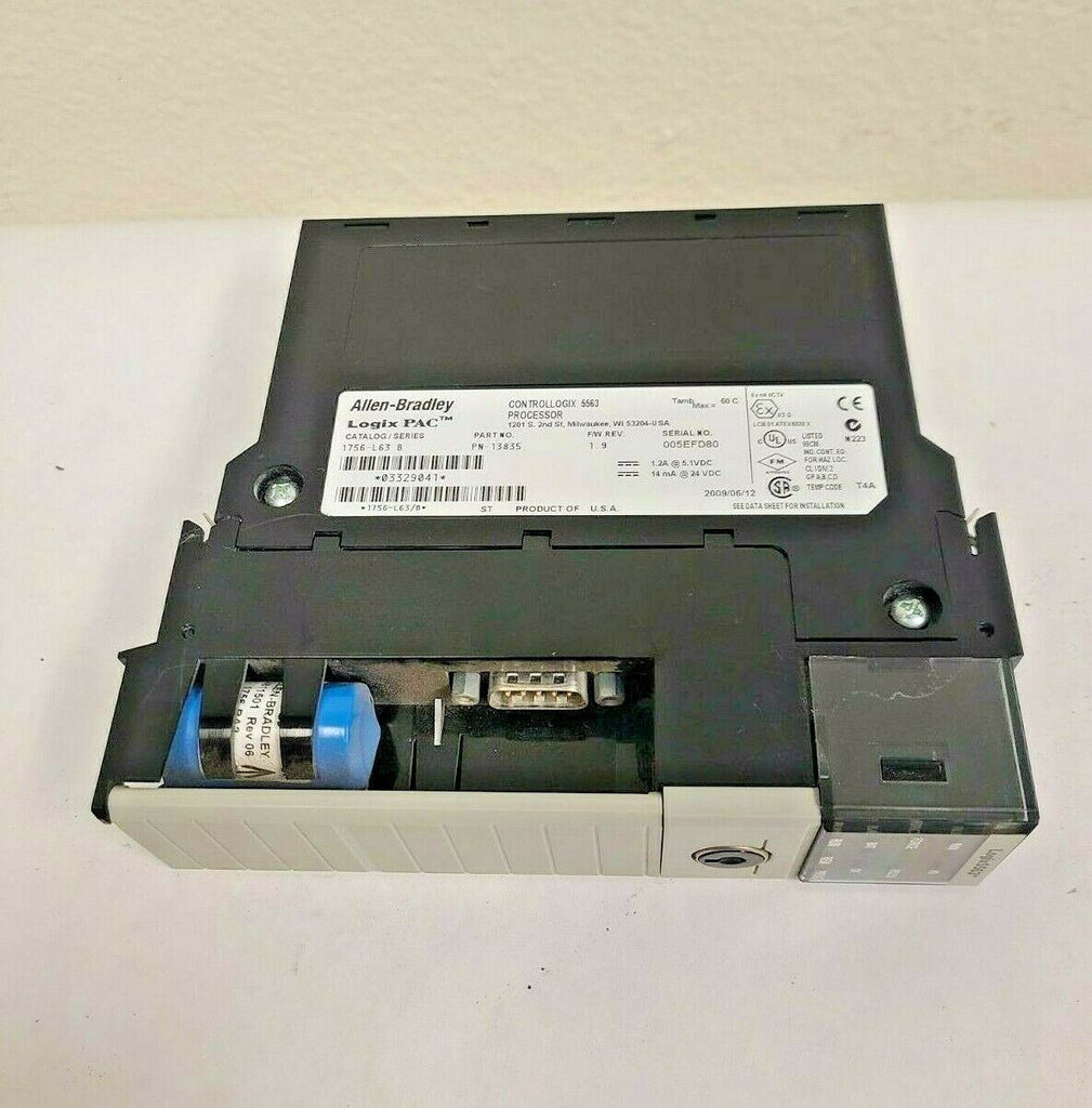 Allen Bradley ControlLogix 1756-L63 B F/W Rev 1.9 Logix 5563 Processor Unit PLC