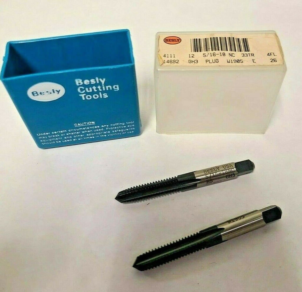 Lot of 2 Besly Tap 5/16 - 18NC GH3 PLUG HS 4 FLUTES Brand New Made in The USA