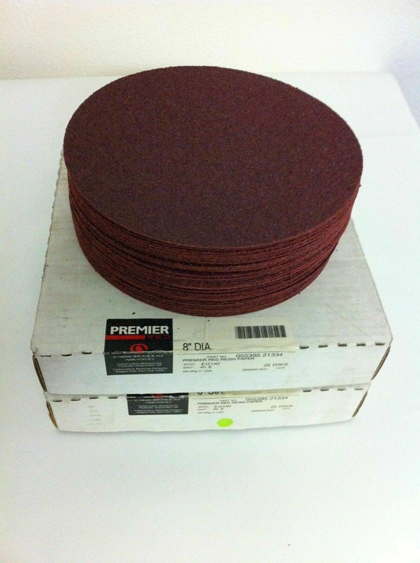 100 Discs Carborundum Abrasives 8" Dia Premier Red Resin Paper 40 Grit E1214O