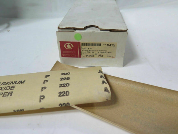 2 Carborundum Abrasives Aluminum Oxide Paper Open 3-2/3 x 9 220 Grit 10412 New