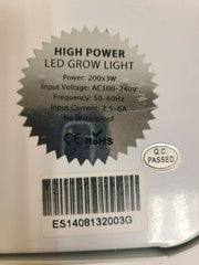High Power LED Grow Plant Light 200 x 3w Hydro Indoor Gardens Vegetables Bloom