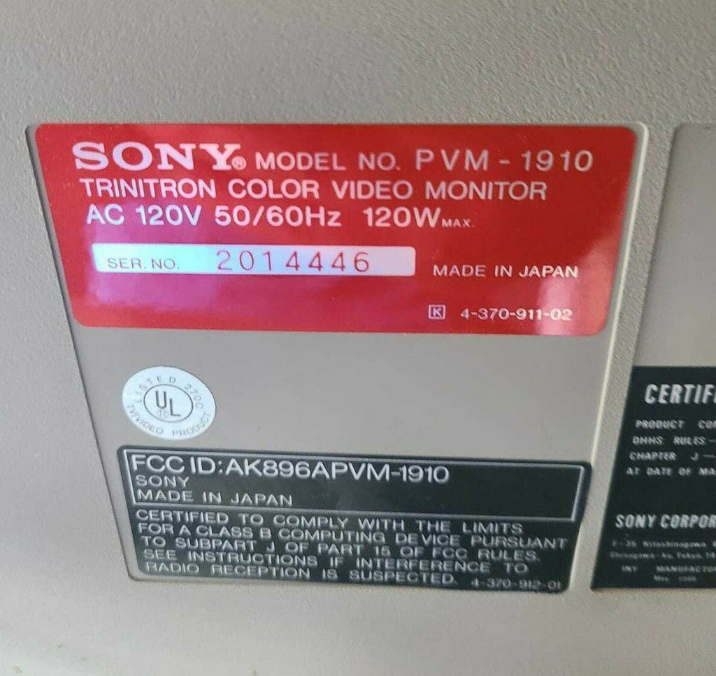 Sony Trinitron PVM-1910 19