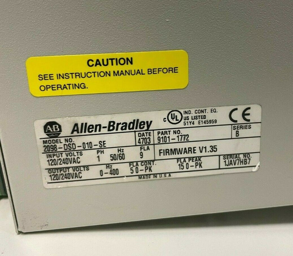 ALLEN BRADLEY ULTRA 3000 2098-DSD-010-SE  F/W V1.35 AVAILABLE