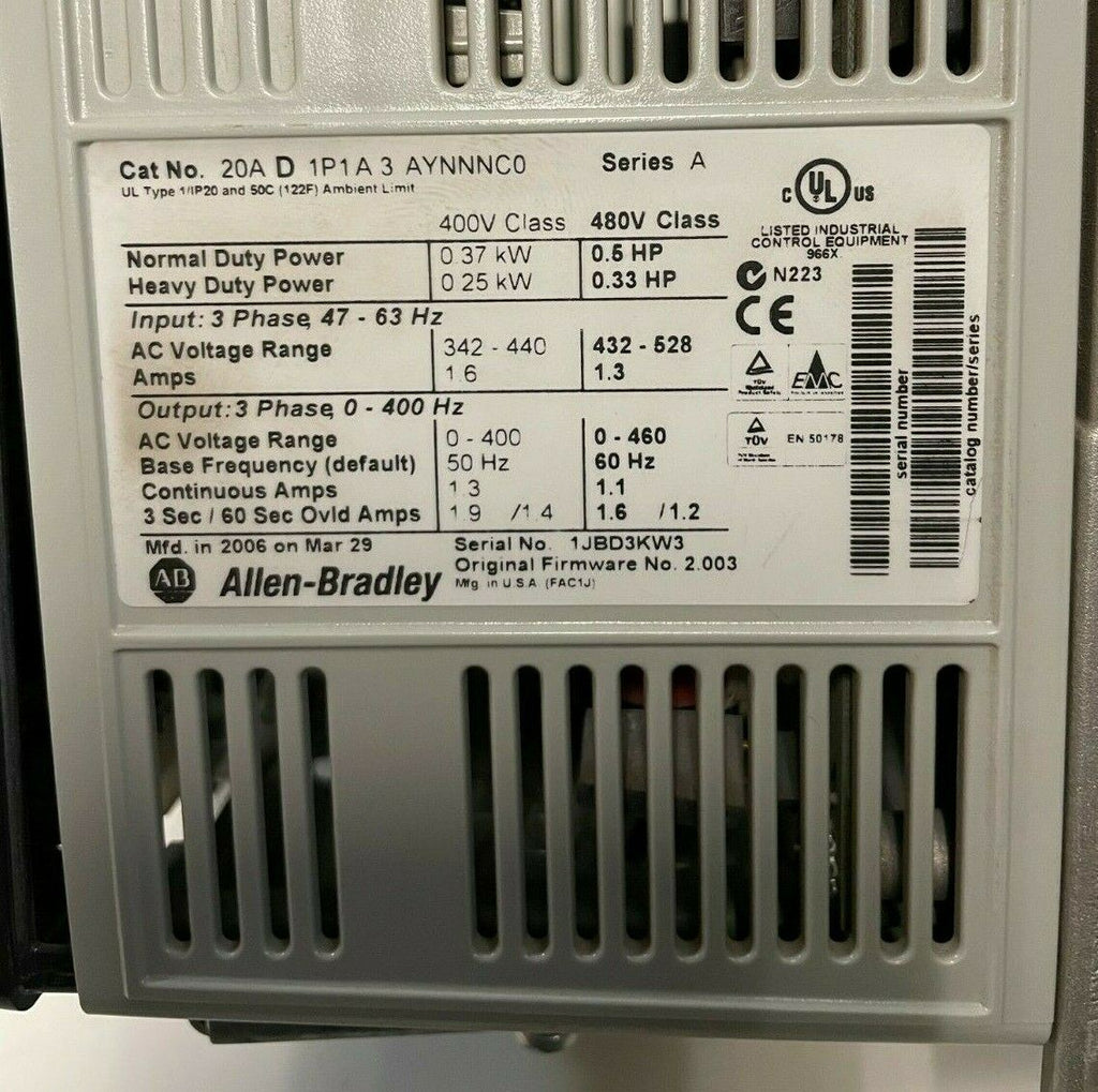 ALLEN BRADLEY POWER FLEX 70 SERIES A .5 HP