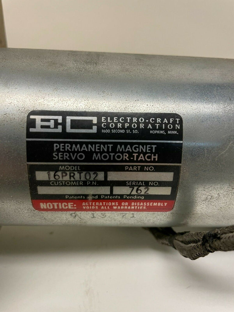 EC ELECTRO CRAFT SERVO MOTOR 16PRT02 Permanent Magnet motor-tach