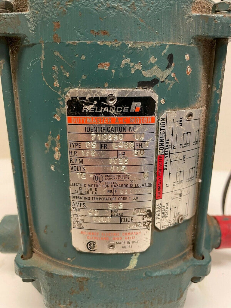 Reliance Electric AC Motor 710590 1/8 HP DUTY MASTER 115V