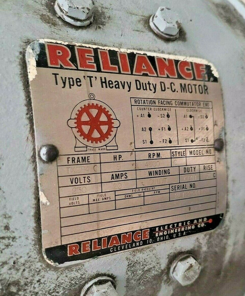 Reliance Type T Heavy Duty DC Motor 5 HP