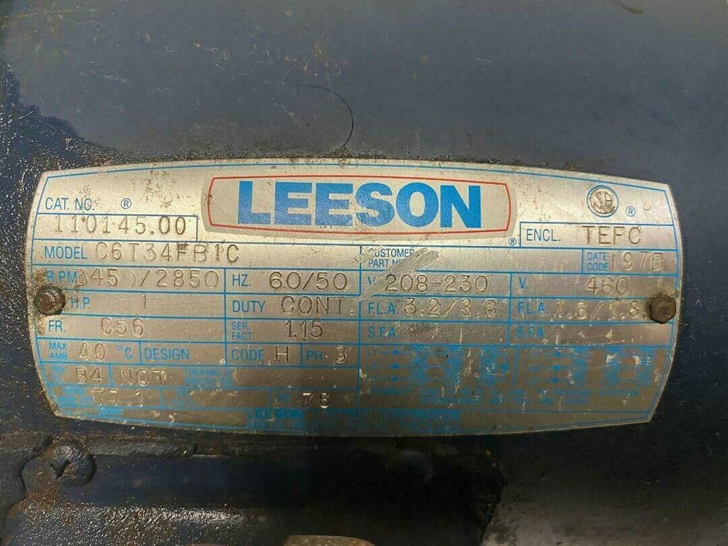 Adjustable Speed AC Motor Control model 174923 with Leeson motor model C6T34FB1C