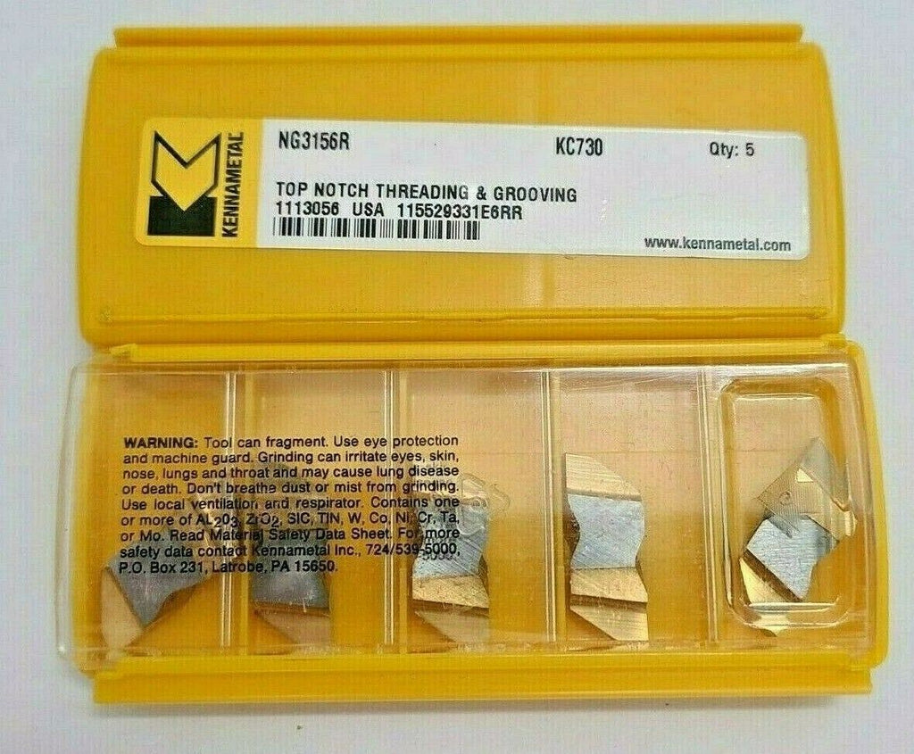 Kennametal 5 Pcs Top Notch Carbide Grooving Threading Inserts NG 3156R KC 730