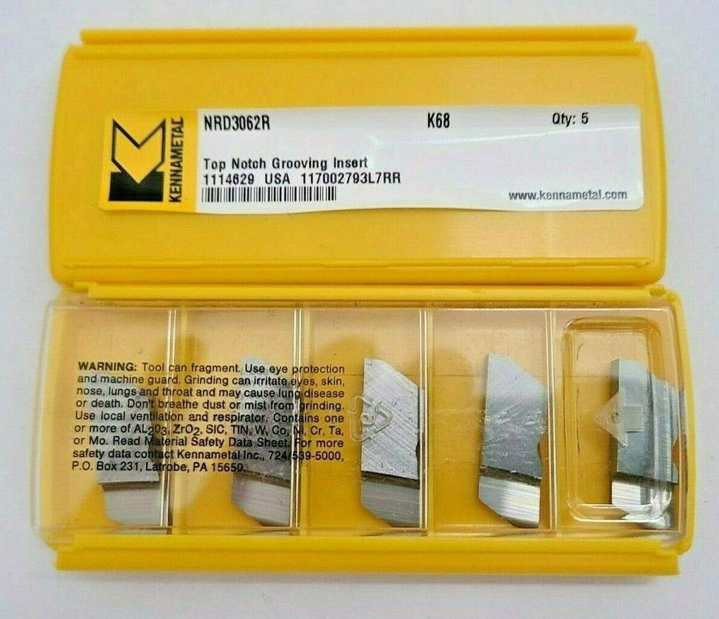 Kennametal 5 Pcs Top Notch Carbide Grooving Inserts NRD 3062R K68 USA New Tools