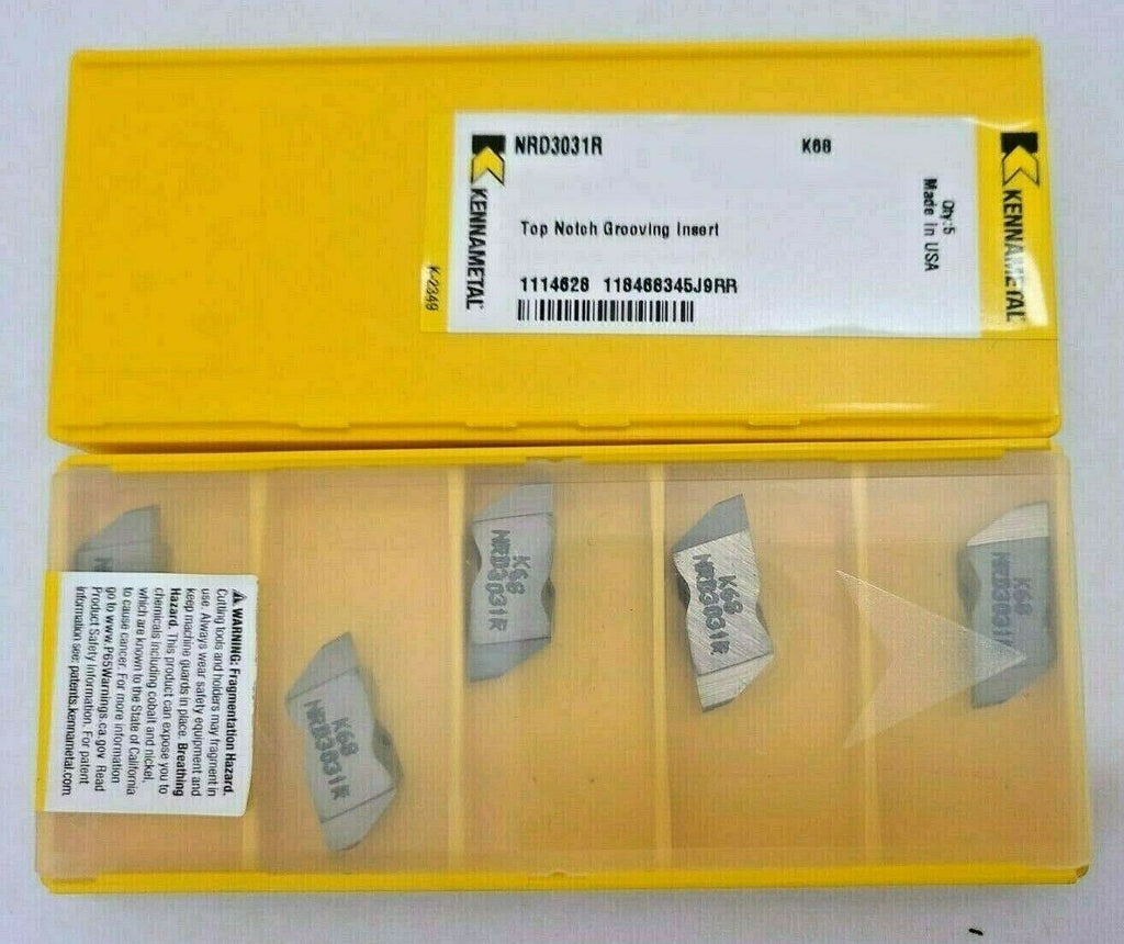 Kennametal 5 Pcs Top Notch Carbide Grooving Inserts NRD 3031R K68 USA New Tools