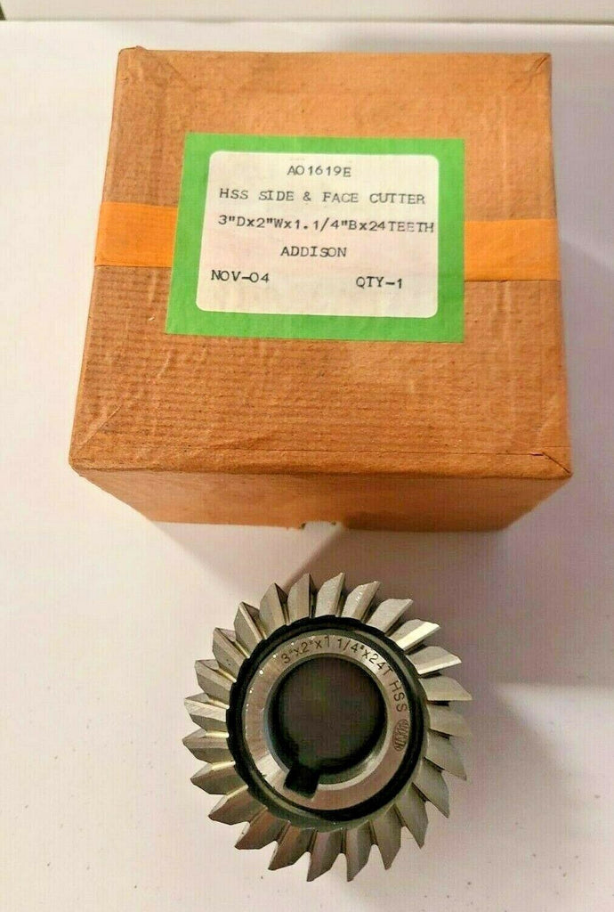 Face Mill Cutter 3"x2"x1-1/4" ADDISON A01619E Side Milling HSS 24 Teeth New