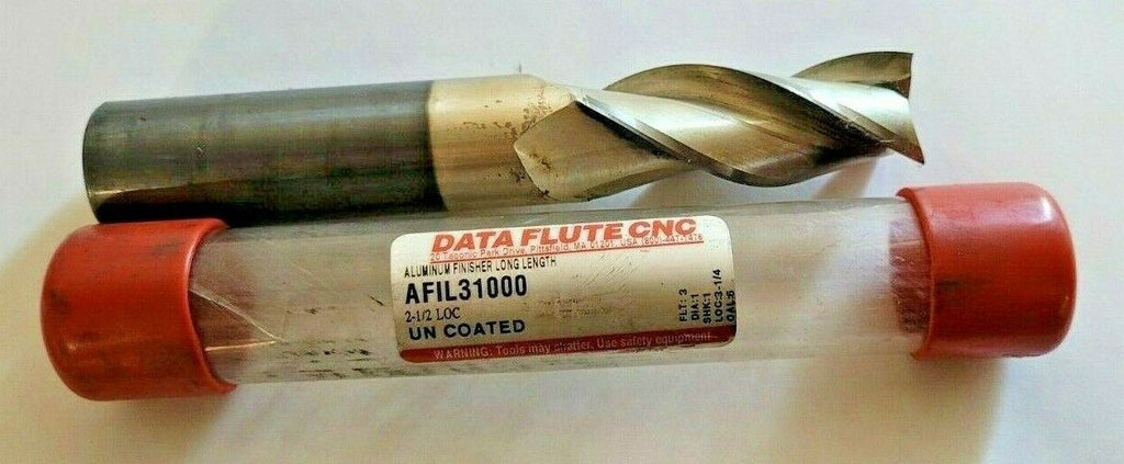 DATA FLUTE CNC AFIL31000 UN COATED 2-1/2 LOC CARBIDE END MILL 1.0" Diameter