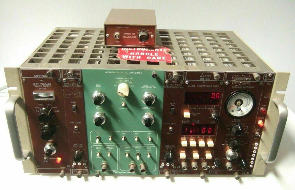 ORTEC Analog To Digital Converter 113 Preamplifier 401B nim bin 449-2 Ratemeter