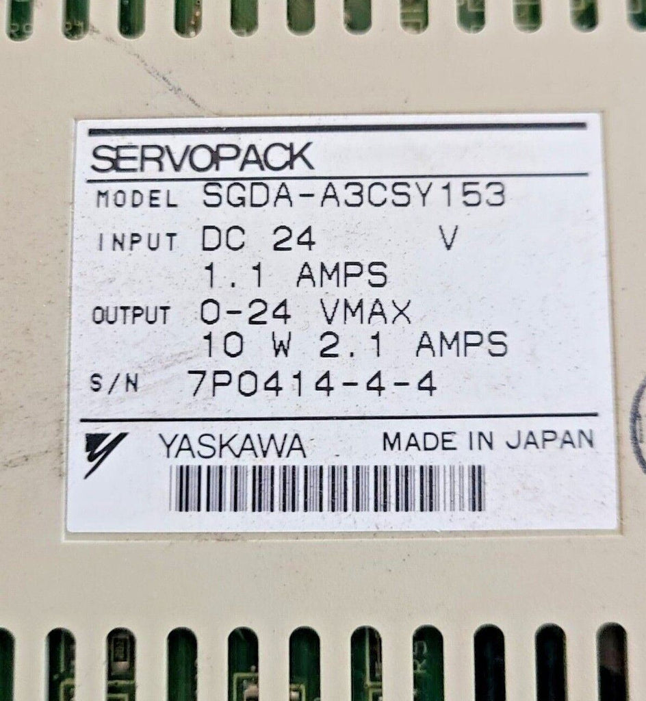 SERVOPACK SGDA - A3CSY153 YASKAWA Output 0-24 VMAX Electric Servo Drive Japan