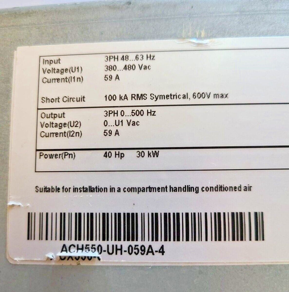 ABB ACH550-UH-059A-4 HVAC Variable Frequency Drive 40 HP 3PH 480VAC VFD AC